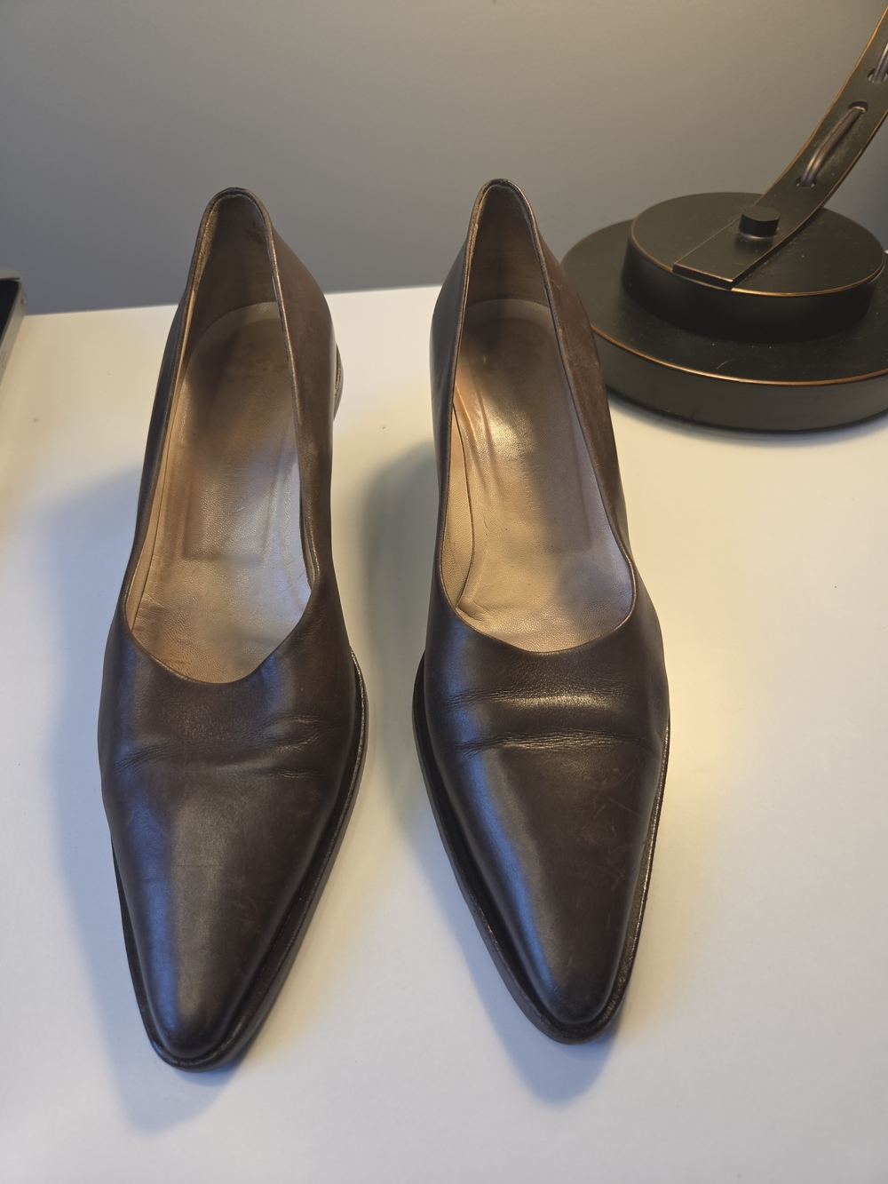 Bottega Veneta Women’s Pointed-Toe Leather Pumps in Dark Brown